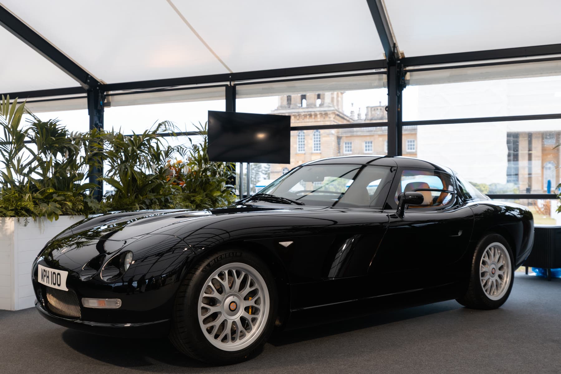 Rear three-quarter view of the black Bristol Fighter in The Gallery